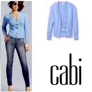 CAbi Cut Out Cardigan Periwinkle Blue Button Down Preppy Sweater Women’s Medium